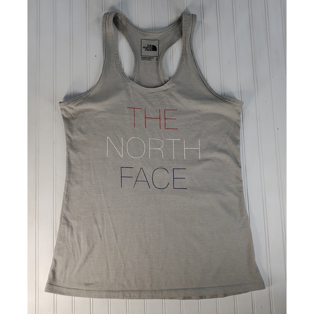 The North Face Womens SLIM FIT Americana Tank Grey Red White Blue Size Medium